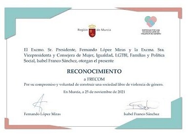 FRECOM recibe el reconocimiento por su compromiso a una sociedad libre de violencia de género 1 FRECOM