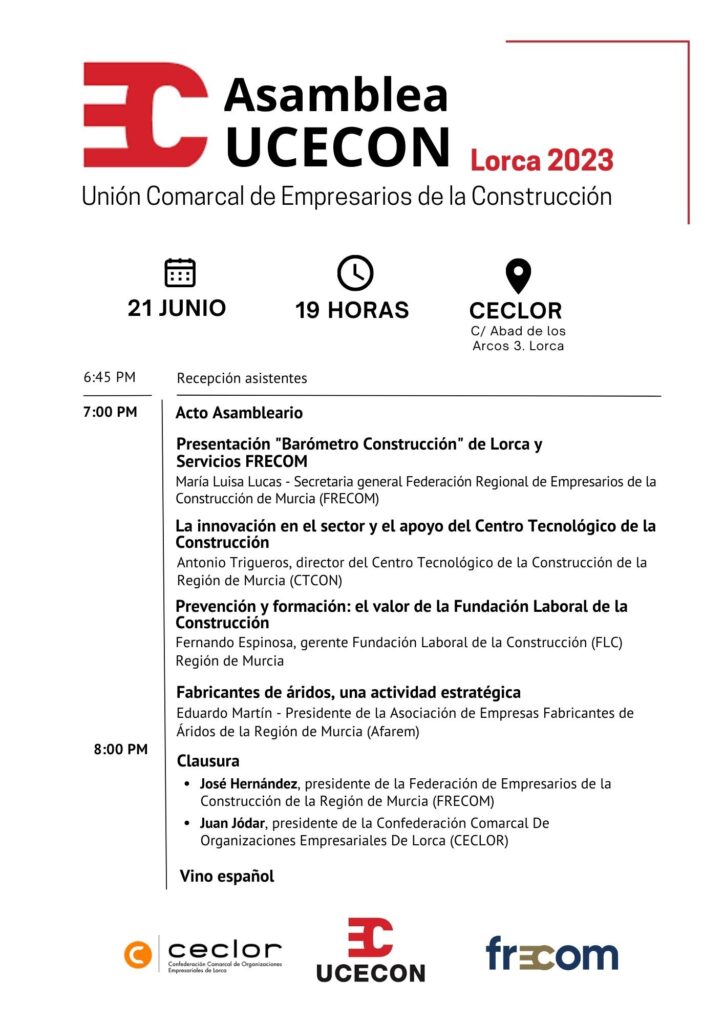 UCECON reunirá a los empresarios de la construcción de Lorca en su Asamblea General 1 FRECOM
